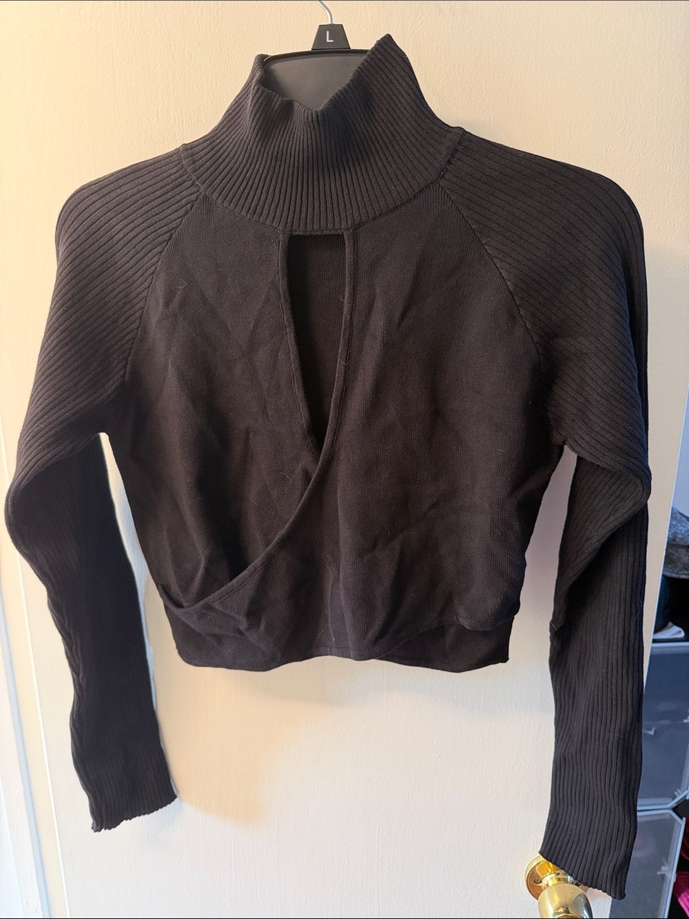 Fashion Nova Black Cutout Turtleneck Sweater